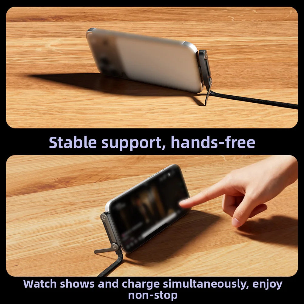 New 240W Fast Charging Foldable Phone Holder Data Cable Fast Charging Cable Phone Tablet Holder 2-In-1 with Built-In Phone Stand