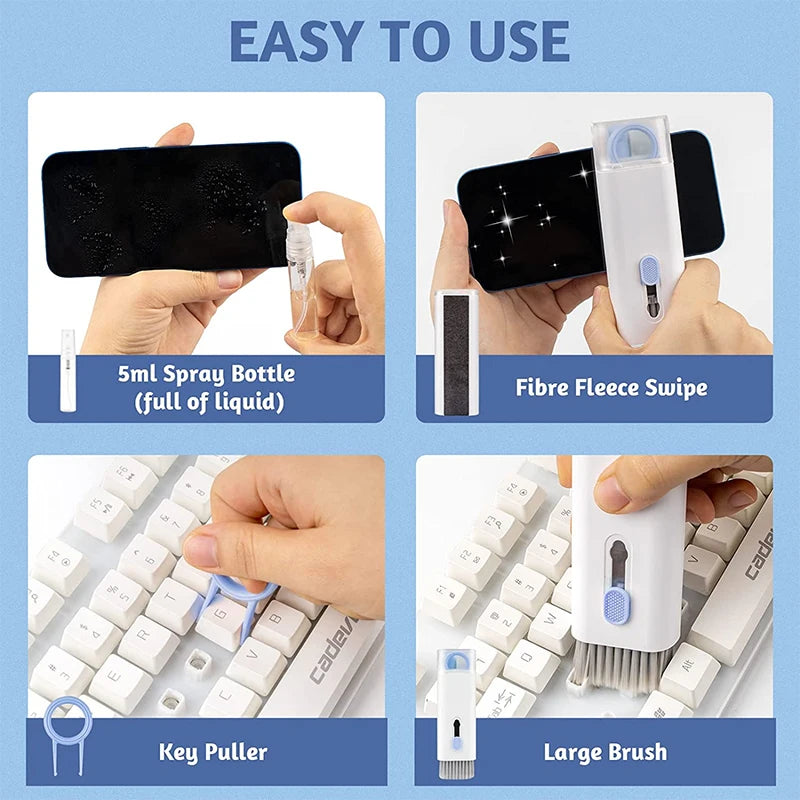 7-In-1 Multifunctional Cleaning Kit Laptop Keyboard Cleaning Brush Mobile Phone Screen Cleaning Bluetooth Headset Cleaning Pen