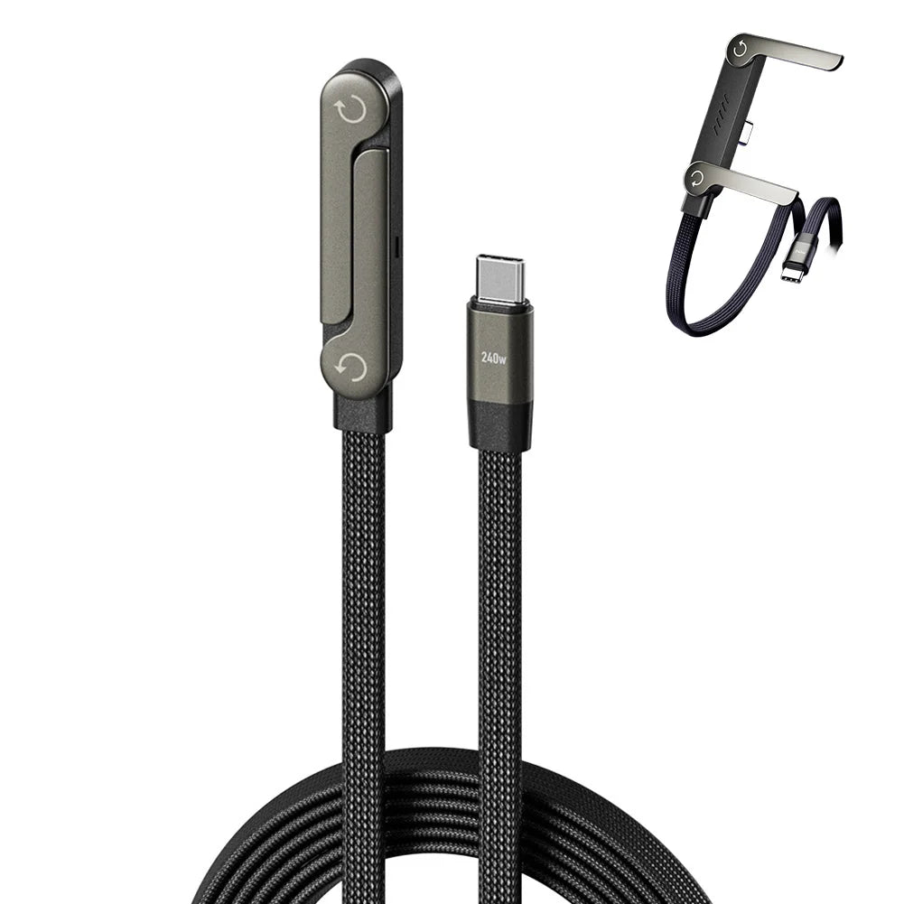 New 240W Fast Charging Foldable Phone Holder Data Cable Fast Charging Cable Phone Tablet Holder 2-In-1 with Built-In Phone Stand